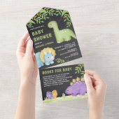 チョークモダンボードかわいい小さな恐竜の赤ちゃんシャワー オールインワン招待状 (貼ってはがせる)