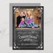 チョークモダンボードのクリスマスと新年の写真カード シーズンカード (正面/裏面)
