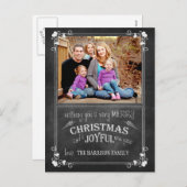 チョークモダンボードのクリスマスフォトポストカード シーズンポストカード (正面/裏面)