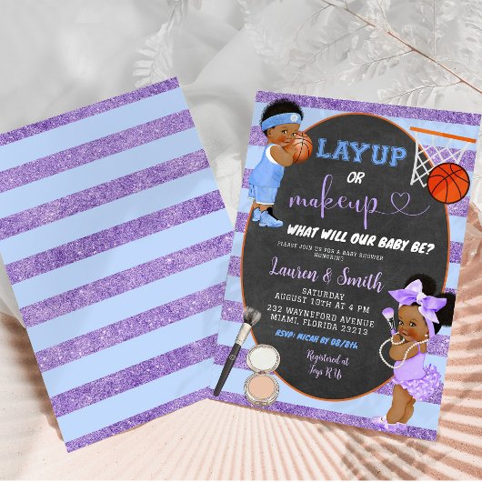 チョークモダンボードのレイアップまたはメイクアップ性別の明け 招待状