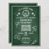 チョークモダンボードサッカーオールスター誕生日 招待状 (正面/裏面)