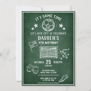 チョークモダンボードサッカーオールスター誕生日 招待状
