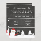チョークモダンボードサンタクリスマスパーティの招待状 (正面/裏面)