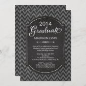 チョークモダンボードシェブロン卒業パーティー 招待状 (正面/裏面)