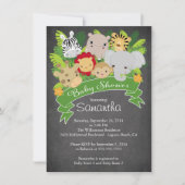 チョークモダンボードジャングルサファリ動物ベビーシャワー 招待状 (正面)