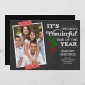 チョークモダンボードタイポグラフィホリデーフォトカード シーズンカード (正面/裏面)