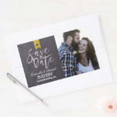 チョークモダンボードタイポグラフィ写真の保存日付 長方形シール (封筒)