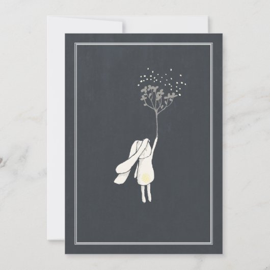 チョークモダンボードバニーTWINボーイズ赤ちゃんシャワー 招待状 (裏面)