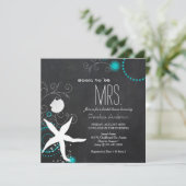 チョークモダンボードビーチ結婚式ブライダルシャワー 招待状 (スタンド正面)