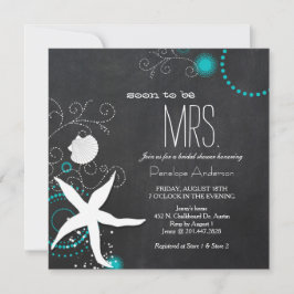 チョークモダンボードビーチ結婚式ブライダルシャワー 招待状