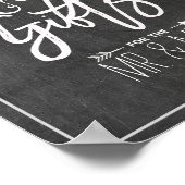 チョークモダンボードフローラカー結婚ドのサイン ポスター (角)