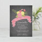 チョークモダンボードフローラベビーシャワー招待状 招待状 (スタンド正面)