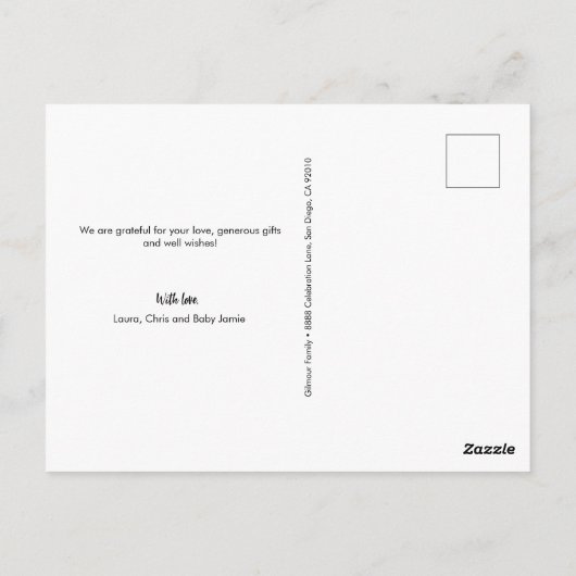 チョークモダンボードラブ感謝していベビー写真コラージュ ポストカード (裏面)
