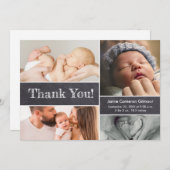 チョークモダンボード写真コラージュ赤ちゃんシャワー サンキューカード (正面/裏面)