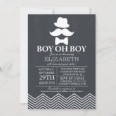 チョークモダンボード小さな男の口ひげ赤ちゃんシャワー 招待状 (正面)