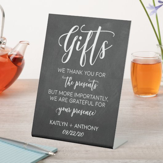 チョークモダンボード結婚式のギフトサイン 台座サイン (インサイチュ)