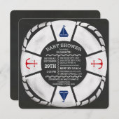 チョークモダンボード航海のベビーシャワー招待状 招待状 (正面/裏面)