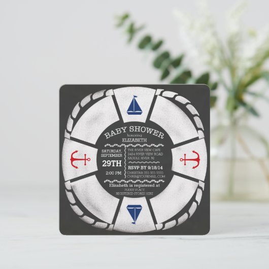 チョークモダンボード航海のベビーシャワー招待状 招待状 (スタンド正面)