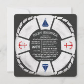 チョークモダンボード航海のベビーシャワー招待状 招待状 (正面)