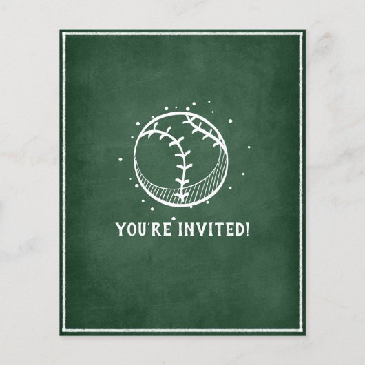 チョークモダンボード野球予算誕生日招待状 (裏面)