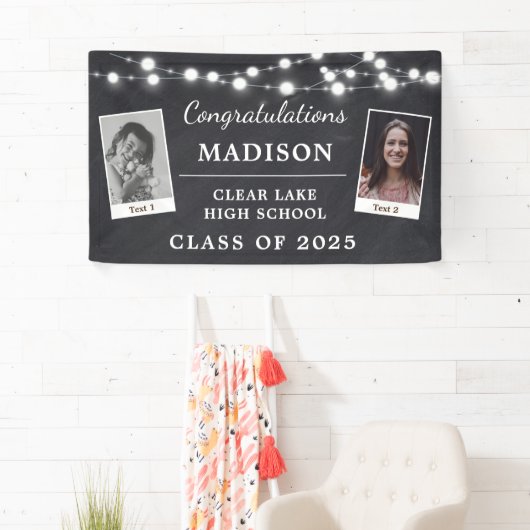 チョークモダン卒業パーティーのストリングライト記号 横断幕 (インサイチュ)