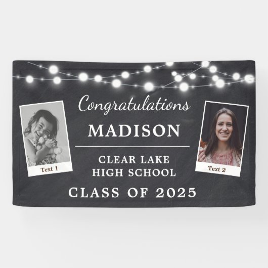 チョークモダン卒業パーティーのストリングライト記号 横断幕 (横)
