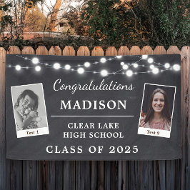 チョークモダン卒業パーティーのストリングライト記号 横断幕