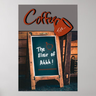 チョークユーモアのあるボード引用文レッドコーヒーマグのキッチン ポスター