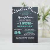 チョークライトティール(緑がかった色)16th誕生日Sm招待状 招待状 (スタンド正面)