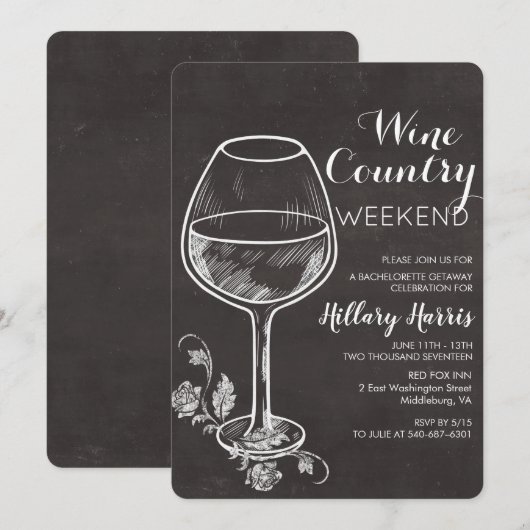 チョークワインカントリー独身最後の夜の招待状 招待状 (正面/裏面)