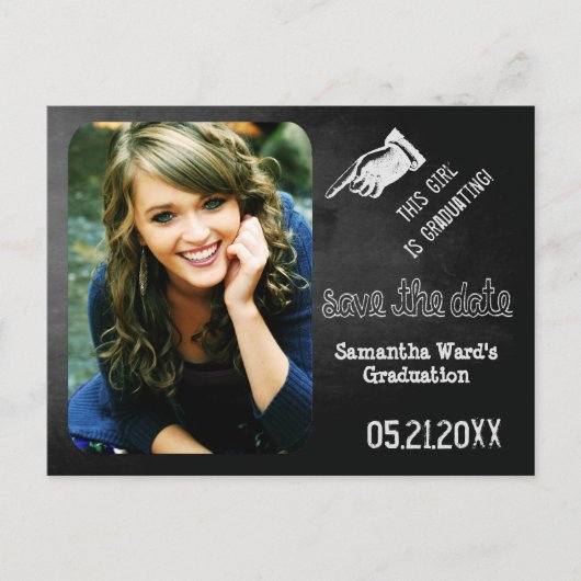 チョークヴィンテージおもしろい卒業日を保存 案内ポストカード (正面)