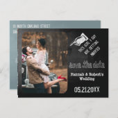 チョークヴィンテージおもしろい結婚式の日付の保存 案内ポストカード (正面/裏面)