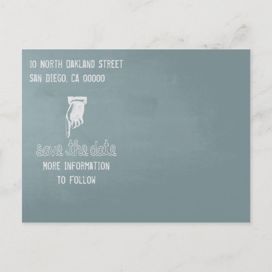 チョークヴィンテージおもしろい結婚式の日付の保存 案内ポストカード (裏面)