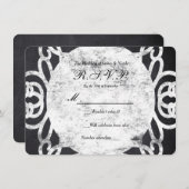 チョークヴィンテージフレームエレガントなウェディングRSVPカード 招待状 (正面/裏面)
