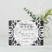 チョークヴィンテージフレームエレガントなウェディングRSVPカード 招待状 (スタンド正面)