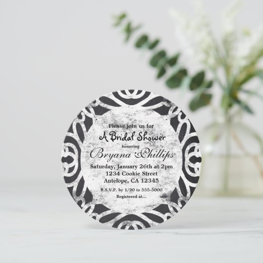 チョークヴィンテージフレームエレガントブライダル招待状 招待状 (スタンド正面)