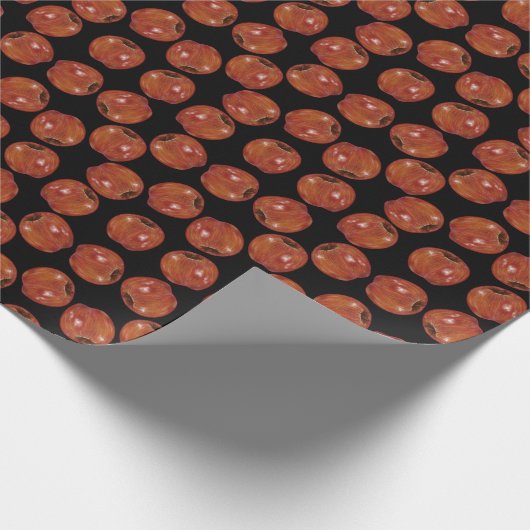 チョーク加工のリンゴ – 黒のラッピング紙 ラッピングペーパー (角)