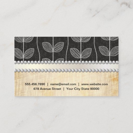 チョーク描リーフ |真珠のヴィンテージ背景 名刺 (裏面)
