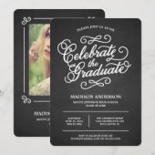 チョーク文字|卒業写真招待状 招待状 (正面/裏面)