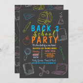 チョーク新学期パーティーシャルボード 招待状 (正面/裏面)