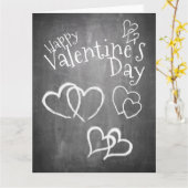 チョーク板のハッピーバレンタインデー カード (黄色い花)