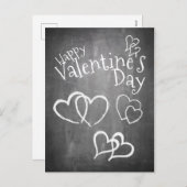 チョーク板のハッピーバレンタインデー シーズンポストカード (正面/裏面)
