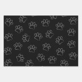 チョーク漫画の犬の手のプリントと赤いハート ラッピングペーパーシート (正面)