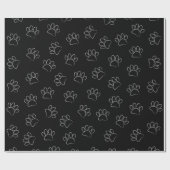 チョーク漫画の犬の手のプリントと赤いハート ラッピングペーパー (フラット)