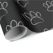 チョーク漫画の犬の手のプリントと赤いハート ラッピングペーパー (ロールコーナー)