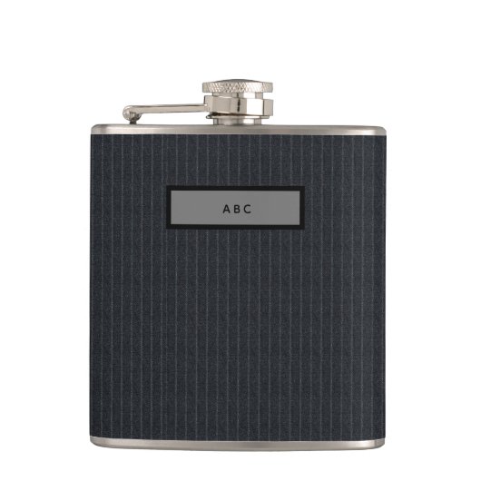 チョーク男らしストライプメンズモノグラム フラスク (正面)