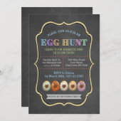 チョーク素朴カラフルイースターエッグ狩りパーティー 招待状 (正面/裏面)