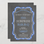 チョーク素朴ギンガムサプライズ誕生日BBQ招待状 招待状 (正面/裏面)