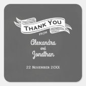 チョーク素朴スタイル結婚ズサンキュースクエア スクエアシール (正面)