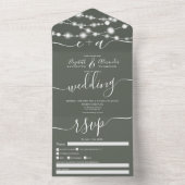 チョーク素朴ストリングライトイニシャルス結婚クリプト オールインワン招待状 (内側)